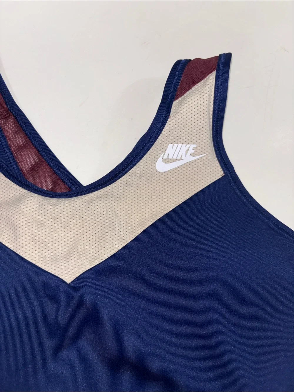 Nike Navy, Beige & Burgundy Racerback Sports Bra
